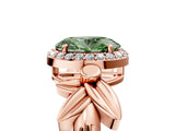 Rose gold Fancy Green Oval  Halo Diamond Floral Band with Four-Prong Setting_60