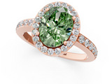 Rose gold Fancy Green Oval  Halo Diamond Pavé Band Ring with Prong Setting_21