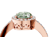 Rose gold Fancy Green Oval  Halo Diamond Pavé Band Ring with Prong Setting_24