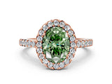 Rose gold Fancy Green Oval  Halo Diamond Pavé Solitaire Ring_39