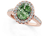 Rose gold Fancy Green Oval  Halo Diamond Pavé Solitaire Ring_40