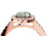 Rose gold Fancy Green Oval  Halo Diamond Pavé Solitaire Ring_43