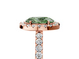 Rose gold Fancy Green Oval  Halo Diamond Pavé Solitaire Ring_44