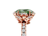 Rose gold Fancy Green Oval  Halo Diamond Pave Band Ring with Four-Prong Setting_20