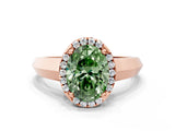 Rose gold Fancy Green Oval  Halo Diamond Ring with Cathedral Band and Four-Prong Setting_49