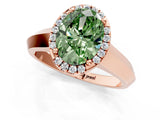 Rose gold Fancy Green Oval  Halo Diamond Ring with Cathedral Band and Four-Prong Setting_50