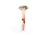 Rose gold Fancy Green Oval  Halo Diamond Ring with Cathedral Band and Four-Prong Setting_51