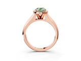 Rose gold Fancy Green Oval  Halo Diamond Ring with Cathedral Band and Four-Prong Setting_52