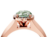 Rose gold Fancy Green Oval  Halo Diamond Ring with Cathedral Band and Four-Prong Setting_53