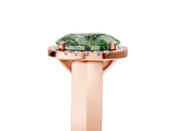 Rose gold Fancy Green Oval  Halo Diamond Ring with Cathedral Band and Four-Prong Setting_54
