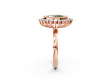 Rose gold Fancy Green Oval  Halo Diamond Ring with Milgrain Edge and Round Prong Setting_28