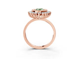 Rose gold Fancy Green Oval  Halo Diamond Ring with Milgrain Edge and Round Prong Setting_29