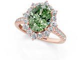 Rose gold Fancy Green Oval  Halo Diamond Ring with Pavé Band and Prong Setting_37