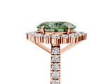Rose gold Fancy Green Oval  Halo Diamond Ring with Pavé Band and Prong Setting_41