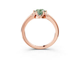 Rose gold Fancy Green Oval  Halo Diamond Ring with Round Cluster Setting, Solitaire Band, and Four-Prong Setting_76