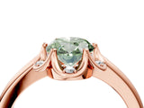 Rose gold Fancy Green Oval  Halo Diamond Ring with Round Cluster Setting, Solitaire Band, and Four-Prong Setting_77