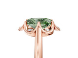 Rose gold Fancy Green Oval  Halo Diamond Ring with Round Cluster Setting, Solitaire Band, and Four-Prong Setting_78