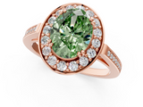 Rose gold Fancy Green Oval  Halo Diamond Ring with Split Shank and Four-Prong Setting_116