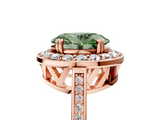Rose gold Fancy Green Oval  Halo Diamond Ring with Split Shank and Four-Prong Setting_120