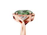 Rose gold Fancy Green Oval  Halo Diamond Ring with Tapered Band and Four-Prong Setting_8