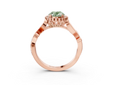 Rose gold Fancy Green Oval  Halo Diamond Ring with Vintage Split Shank and Four-Prong Setting_23