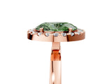 Rose gold Fancy Green Oval  Halo Diamond Solitaire with Pavé Band and Four-Prong Setting_97