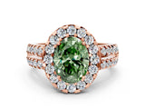 Rose gold Fancy Green Oval  Halo Diamond Split Shank Engagement Ring with Prong Setting_39