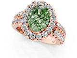 Rose gold Fancy Green Oval  Halo Diamond Split Shank Engagement Ring with Prong Setting_40
