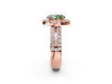 Rose gold Fancy Green Oval  Halo Diamond Split Shank Engagement Ring with Prong Setting_41