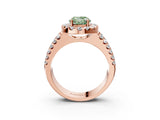 Rose gold Fancy Green Oval  Halo Diamond Split Shank Engagement Ring with Prong Setting_42