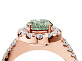 Rose gold Fancy Green Oval  Halo Diamond Split Shank Engagement Ring with Prong Setting_43