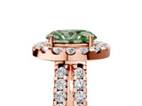 Rose gold Fancy Green Oval  Halo Diamond Split Shank Engagement Ring with Prong Setting_44
