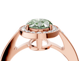 Rose gold Fancy Green Oval  Halo Pavé Diamond Engagement Ring with Bezel Setting_24