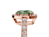 Rose gold Fancy Green Oval  Halo Pavé Diamond Engagement Ring with Bezel Setting_25