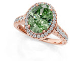 Rose gold Fancy Green Oval  Halo Pavé Diamond Engagement Ring with Four-Prong Setting_27