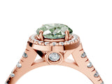 Rose gold Fancy Green Oval  Halo Pavé Diamond Engagement Ring with Four-Prong Setting_30