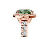 Rose gold Fancy Green Oval  Halo Pavé Diamond Engagement Ring with Four-Prong Setting_31