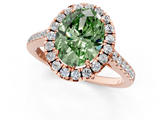 Rose gold Fancy Green Oval  Halo Pavé Diamond Engagement Ring with Four-Prong Setting_4