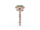 Rose gold Fancy Green Oval  Halo Pave Band Solitaire Ring with Prong Setting_68