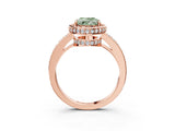 Rose gold Fancy Green Oval  Halo Pave Band Solitaire Ring with Prong Setting_69