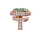 Rose gold Fancy Green Oval  Halo Pave Band Solitaire Ring with Prong Setting_71
