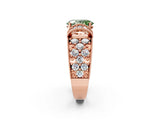 Rose gold Fancy Green Oval  Halo Pave Diamond Engagement Ring with Milgrain Detailing_51