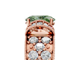 Rose gold Fancy Green Oval  Halo Pave Diamond Engagement Ring with Milgrain Detailing_54