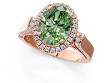 Rose gold Fancy Green Oval  Halo Pave Split Shank Prong Setting Ring_64