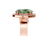 Rose gold Fancy Green Oval  Halo Pave Split Shank Prong Setting Ring_68