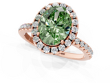 Rose gold Fancy Green Oval  Halo Round Diamond Pavé Band Four-Prong Ring_4
