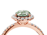 Rose gold Fancy Green Oval  Halo Round Diamond Pavé Band Four-Prong Ring_7