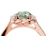 Rose gold Fancy Green Oval  Halo Round Diamond Pave Band with Four-Prong Setting_42