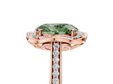 Rose gold Fancy Green Oval  Halo Round Diamond Pave Band with Four-Prong Setting_43