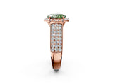 Rose gold Fancy Green Oval  Halo Round Diamond Pave Band with Prong Setting 2